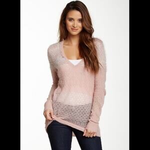 Valette Womens Mohair Long Sleeve Metallic V-Neck Sweater Mini Dress Tunic XS